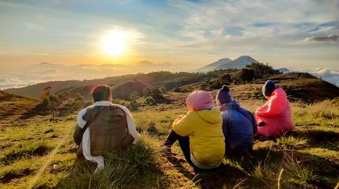 Sunrise at Dieng Stock Photos