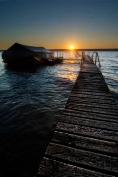 Sunrise on the dock Foto stock