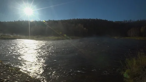 Sunrise down by the river in Lapland Stock Footage 112921451