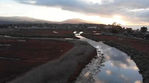 Sunrise Drone Over Marsh 库存影片 100655908