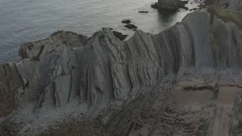 Sunrise drone view of beautiful cliffs and ocean in Spain 4K Stock Footage 137708124