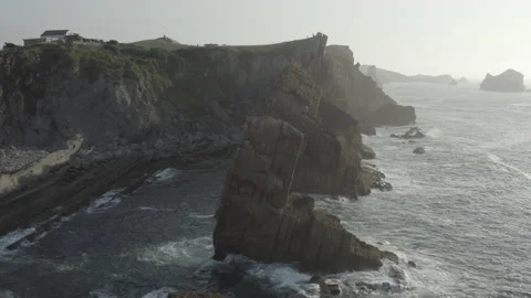Sunrise drone view of Cliffs and Ocean in Spain 4K Stock Footage 137706647