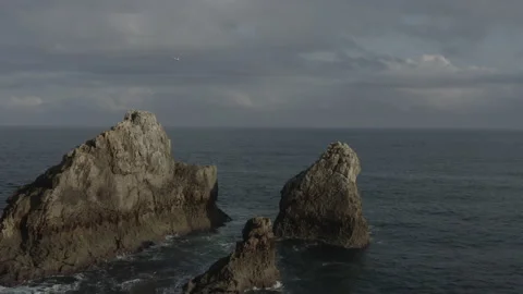 Sunrise drone view of Cliffs and Ocean in Spain 4K Stock Footage 137706785