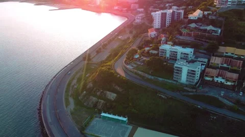 Sunrise Drone View of South-side of Port Moresby in Papua New Guinea Stock Footage 297473331