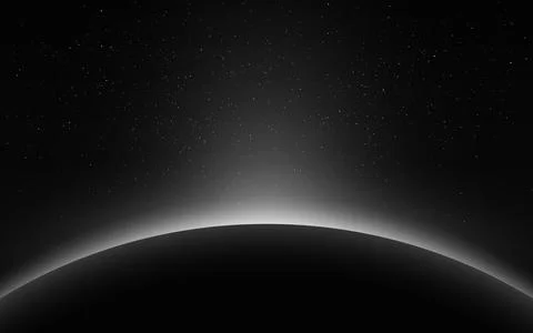 Sunrise earth. Cosmos eclipse. Sun rising over planet. Space sunrise with bright Stock-Illustration