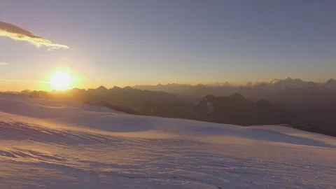Sunrise From Elbrus Aerial 스톡 동영상 80365891