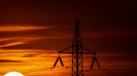 Sunrise by electricity tower Vidéo 22678000