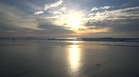 Sunrise on empty beach Stock Footage 10870995