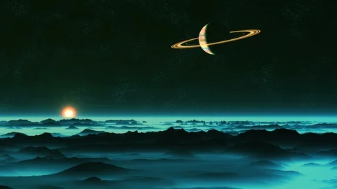 Sunrise on Enceladus Video stock 91678094