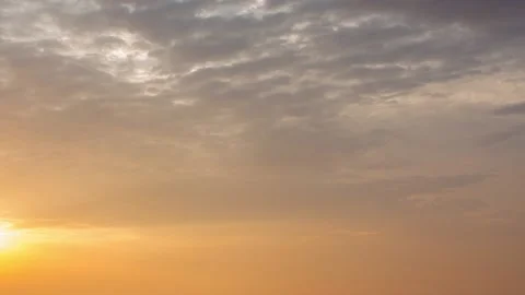 Sunrise with fast running clouds on orange sky, religion, summer, time lapse Видео 158886036