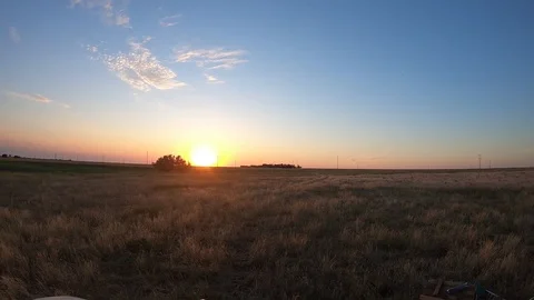 Sunrise in the field, timelaps Stock Footage 97732139