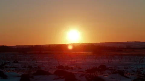 Sunrise in the field winter Stock Footage 59971582