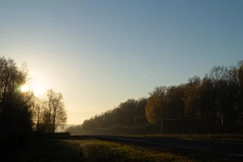 Sunrise in the fog Stock Photos