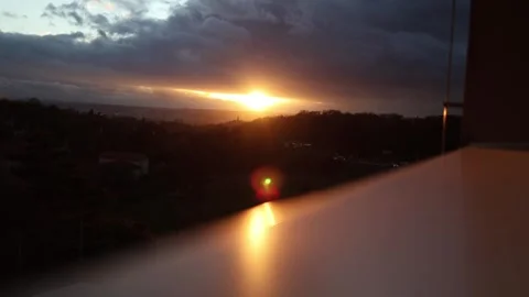 Sunrise from the forest in the frame you can see the sun shine Video stock 293467952