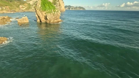 Sunrise FPV Drone in Sea Cliffs Cinematic 4K Stock Footage 288092245