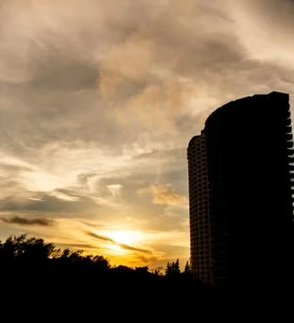 Sunrise in front of the building Stock Photos
