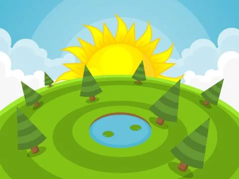 Sunrise Game Background Stock Illustration