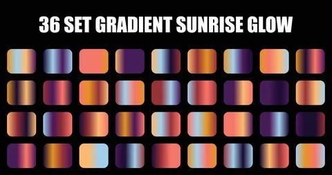 Sunrise glow gradient set with beautiful color palettes and smooth texture for Stock Illustration