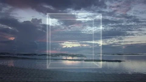 Sunrise glow starting wireframe cube fading rotating pulsing then settling Stock Footage 334466300