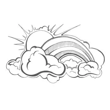 Sunrise hand drawing Stock Illustration