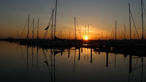 Sunrise in the harbor Stock Footage 106765913