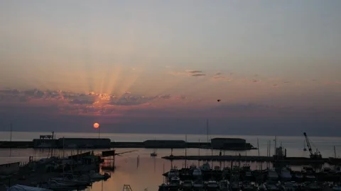 Sunrise in the harbor Stock Footage 137289242