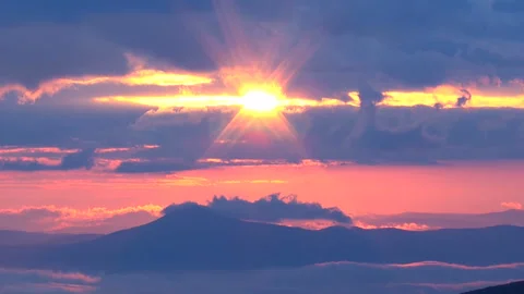 The Sunrise at Hayachine Mountain Video stock 332380619