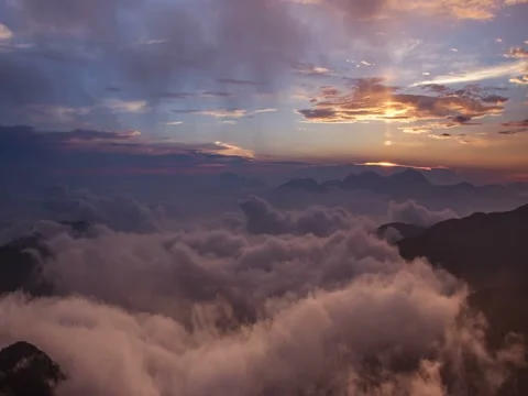 Sunrise of Hehuanshan, national forest park, Taiwan Stock Footage
