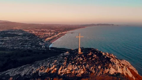 Sunrise hill top anticlockwise cross rotate Stock Footage 101657524