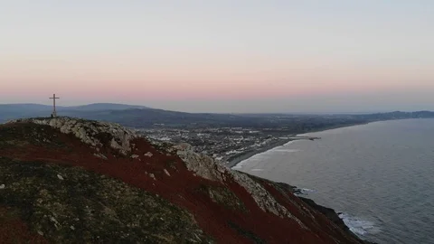 Sunrise hill top clockwise cross rotate Stock Footage 101657570