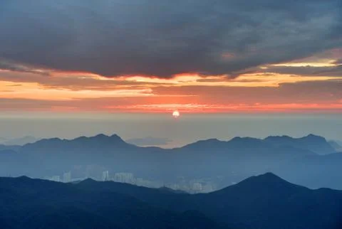 Sunrise in hillside Stock Photos