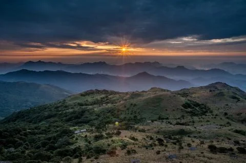 Sunrise in Hillside Stock Photos