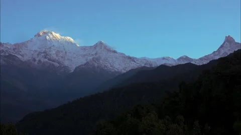 Sunrise at the Himalayan mountain range.  Timelapse Stock Footage 67411685
