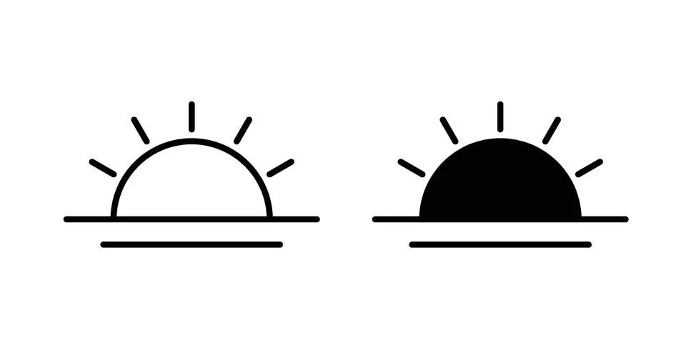 Sunrise icon black vector isolated on white イラスト素材