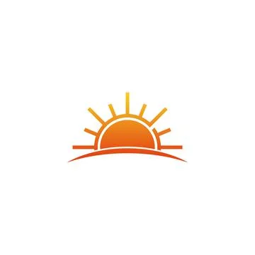 Sunrise icon vector design template, summer symbol, sunrise logo Stock Illustration