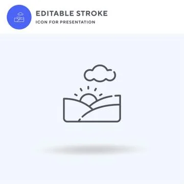 Sunrise icon vector, filled flat sign, solid pictogram isolated on white, logo Illustrazione stock