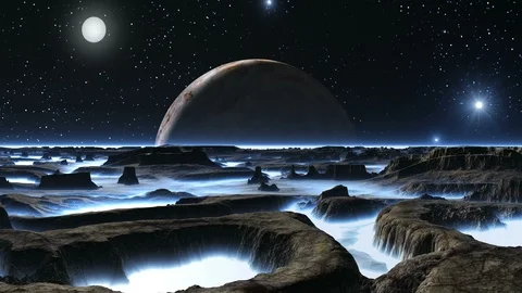 Sunrise Illuminates Alien Planet Video stock 91203843