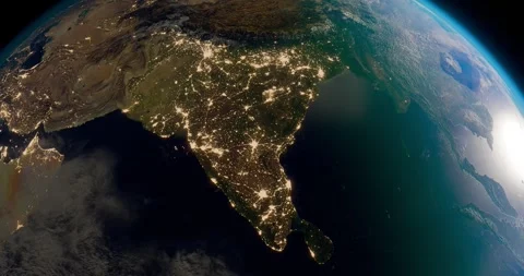 Sunrise in India from space Stock Footage 318312597