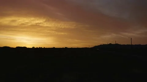 Sunrise in Industrial Farming 4k drone video Stock Footage