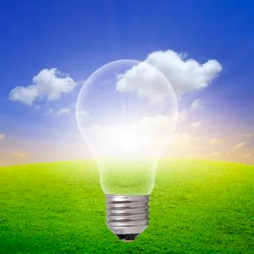 Sunrise inside light bulb Stock Photos