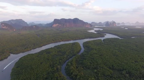 Sunrise on islands in Phang Nga gulf Stock Footage