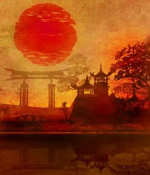 Sunrise in Japan Stock Illustration