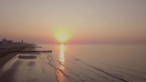 Sunrise in Jesolo Italy view from drone Stock Footage