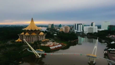 Sunrise in Kuching Stock Footage 141171018