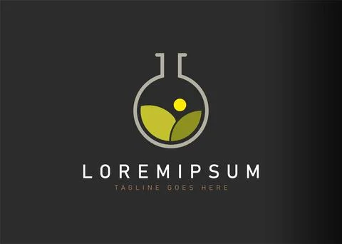 Sunrise lab logo design. Vector illustration of lab glass with sunrise inside Illustration