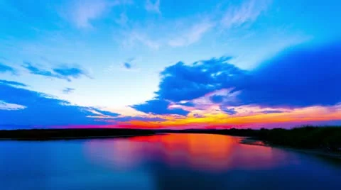 Sunrise at the lake Stock Footage 13696288