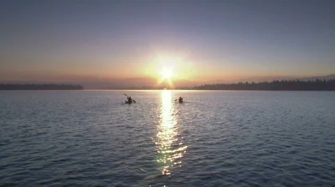 Sunrise Lake Kayak 10 Stock Footage