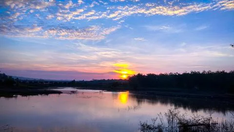 Sunrise at lake Foto stock