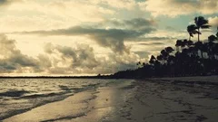 Pink sunset in the beach. Punta Cana Dom, Stock Video