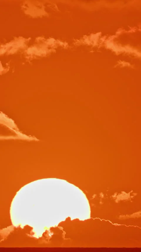 Sunrise landscape simple sun over water vertical Video stock 301042169